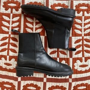 & Other Stories Black Moto Lug Sole Chelsea Boots 6
